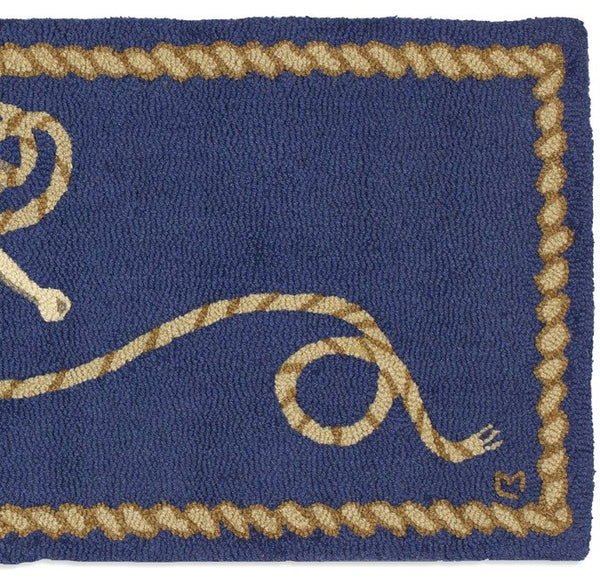 Brooklyn Rug Co Hand-hooked Novelty Stripe Nautical Anchors Yellow Wool Rug  (5' x 8') - Bed Bath & Beyond - 8646687