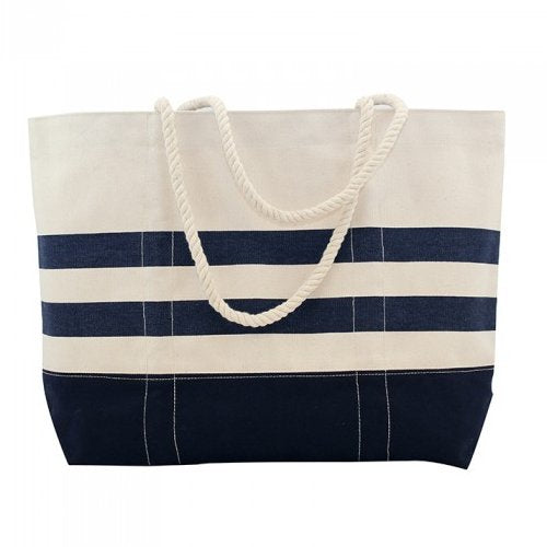 Cabana Stripe Rope Handle Canvas Carryall Tote | Nautical Luxuries