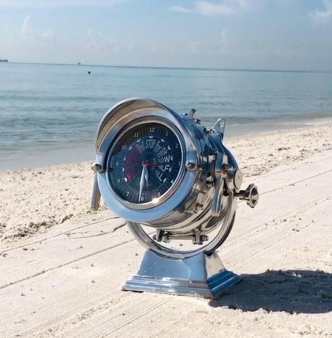 Vintage Ship's Throttle Post Table Clock