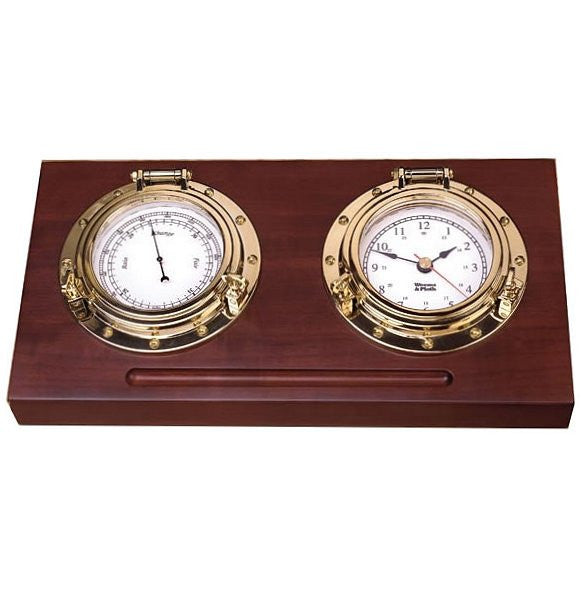 Weems & Plath Porthole Clock & Barometer Desk Set